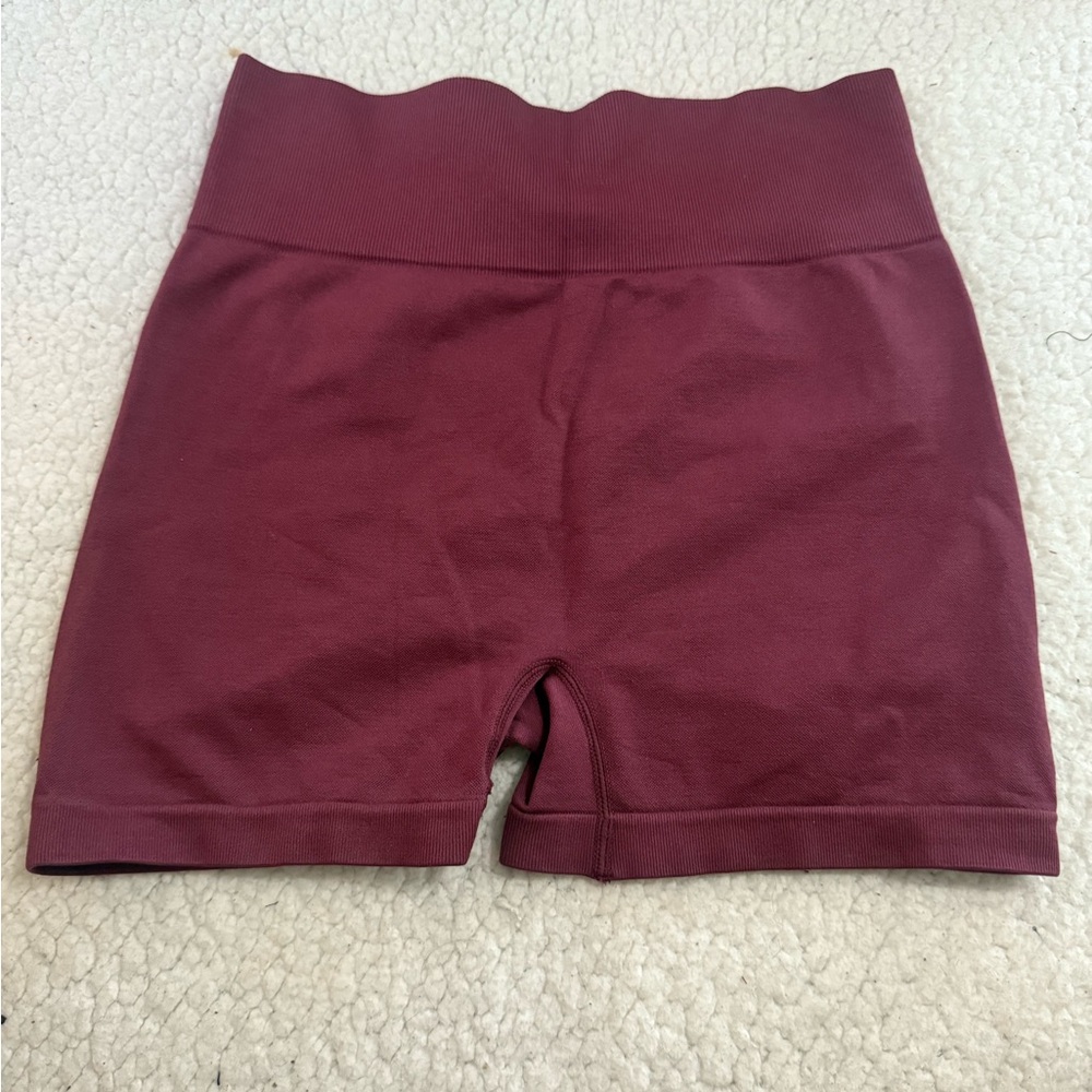 Women's Burgundy High-Waisted Shorts